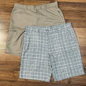 PGA TOUR Grand Slam Performance Mens Golf Shorts 38 Plaid 5 Pocket Bundle